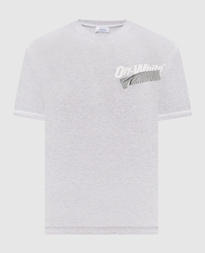 Off-White Сіра меланжева футболка Cupid Tape 44MAA027F5J00B