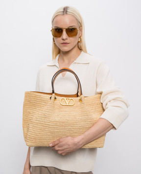 Valentino Бежева сумка-тоут з рафії 8W2B0T01QCL