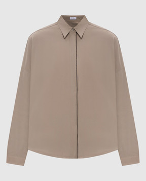 Brunello Cucinelli Коричнева сорочка з ланцюжком моніль M0091MA636