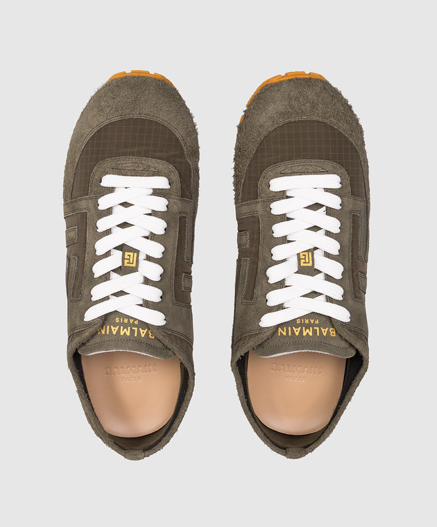 Balmain Комбіновані кросівки Racer 45 кольору хакі GM0VI408TRNC зображення 4