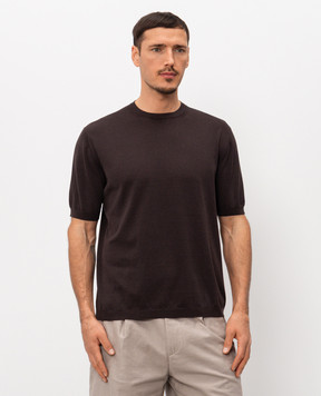 Agnona Коричнева футболка з шовком KT11U150Q1812