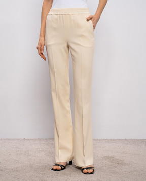 Twinset Бежевые брюки клеш с логотипом 261TP2225