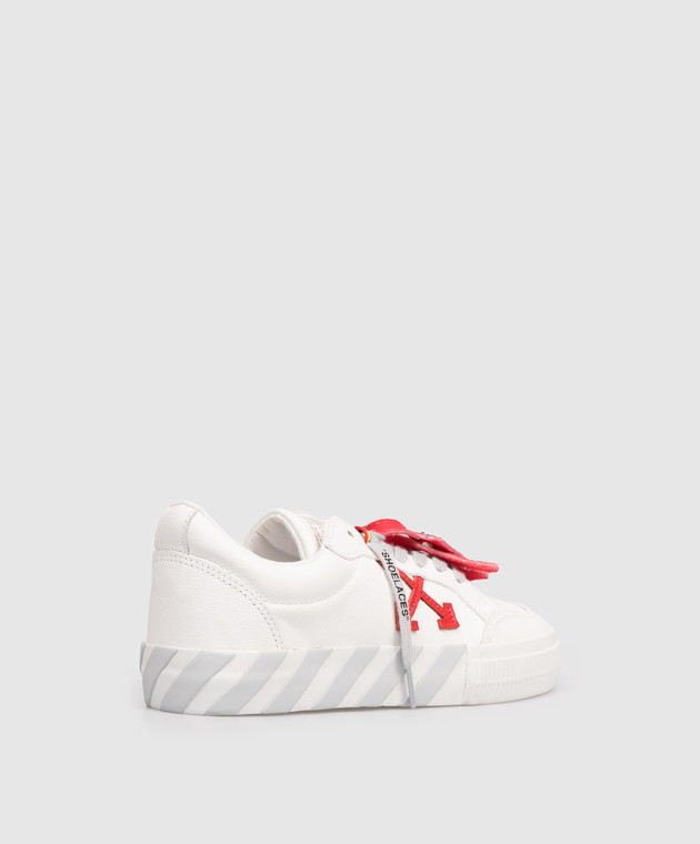 Off-White Детские белые кожаные кроссовки Vulcanized OBIA003S26LEA001 изображение 3