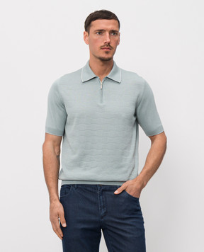 Castangia dal 1850 Зелене поло з шовком у візерунок NCCA08MCE26