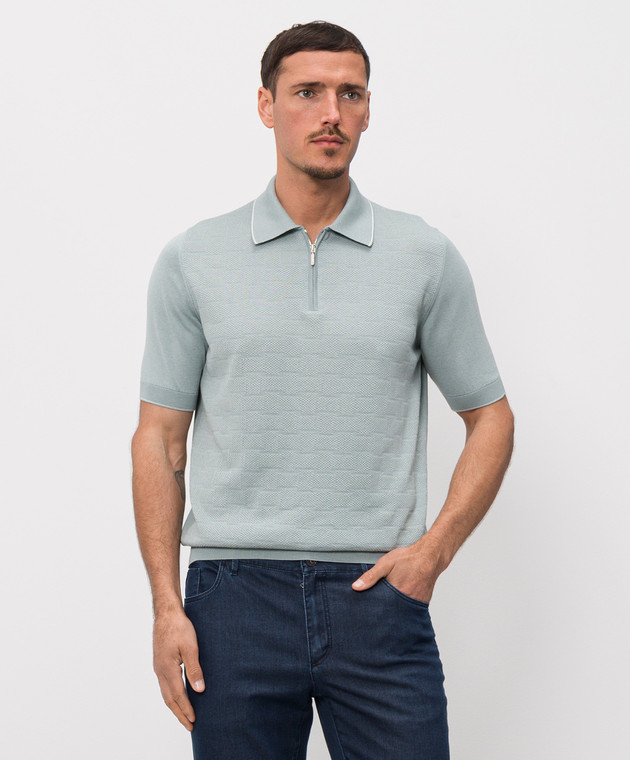 Castangia dal 1850 Зелене поло з шовком у візерунок NCCA08MCE26 зображення 3