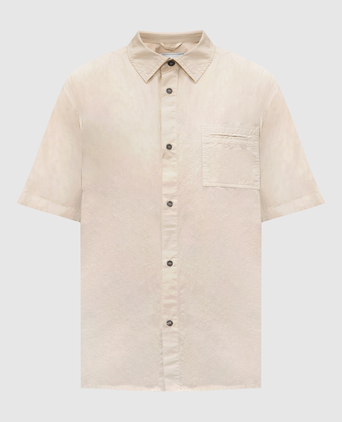 

Бежевая рубашка с вышивкой логотипа, Бежевый, Рубашки