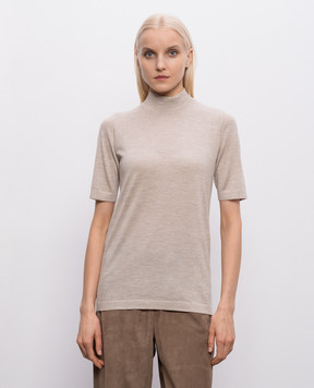 Brunello Cucinelli Бежевый топ из кашемира и шелка M13800004P