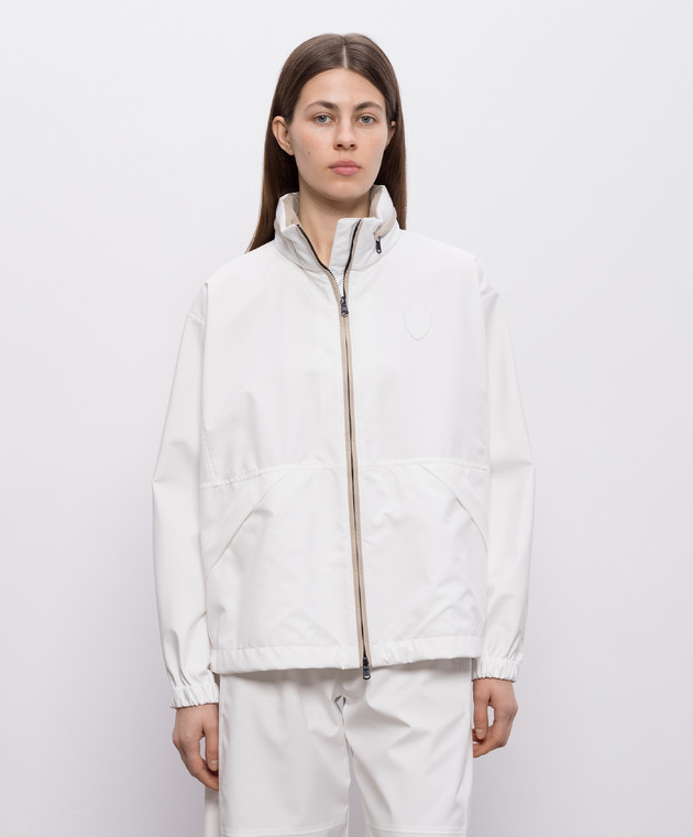 Brunello Cucinelli Біла вітровка з нашивкою емблеми MB4227719 зображення 3