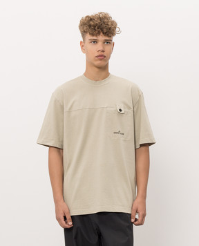 Stone Island Футболка цвета хаки с принтом логотипа L2S152100028S0500