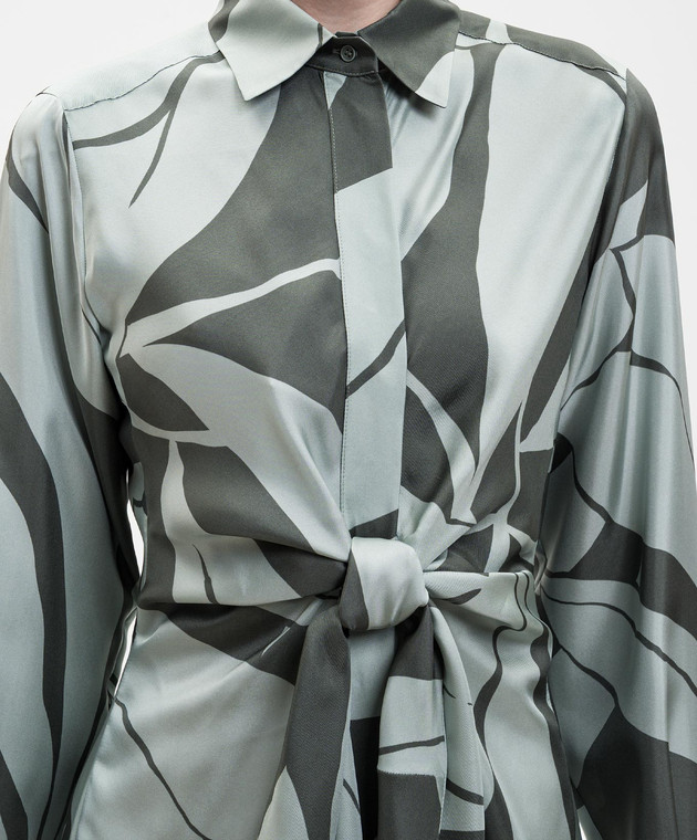 Max Mara Зеленое платье ROBINIA из шелка в принт MXMROBINIA изображение 4