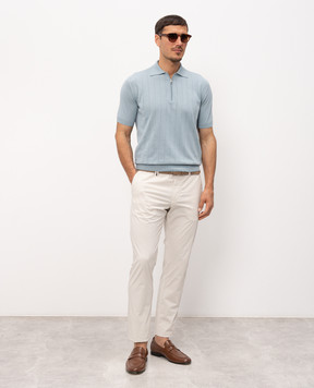 Bilancioni Блакитне поло в перфоровану смужку BE26M5PZF5