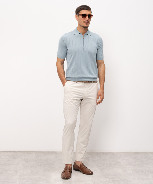 Bilancioni Блакитне поло в перфоровану смужку BE26M5PZF5 зображення 2