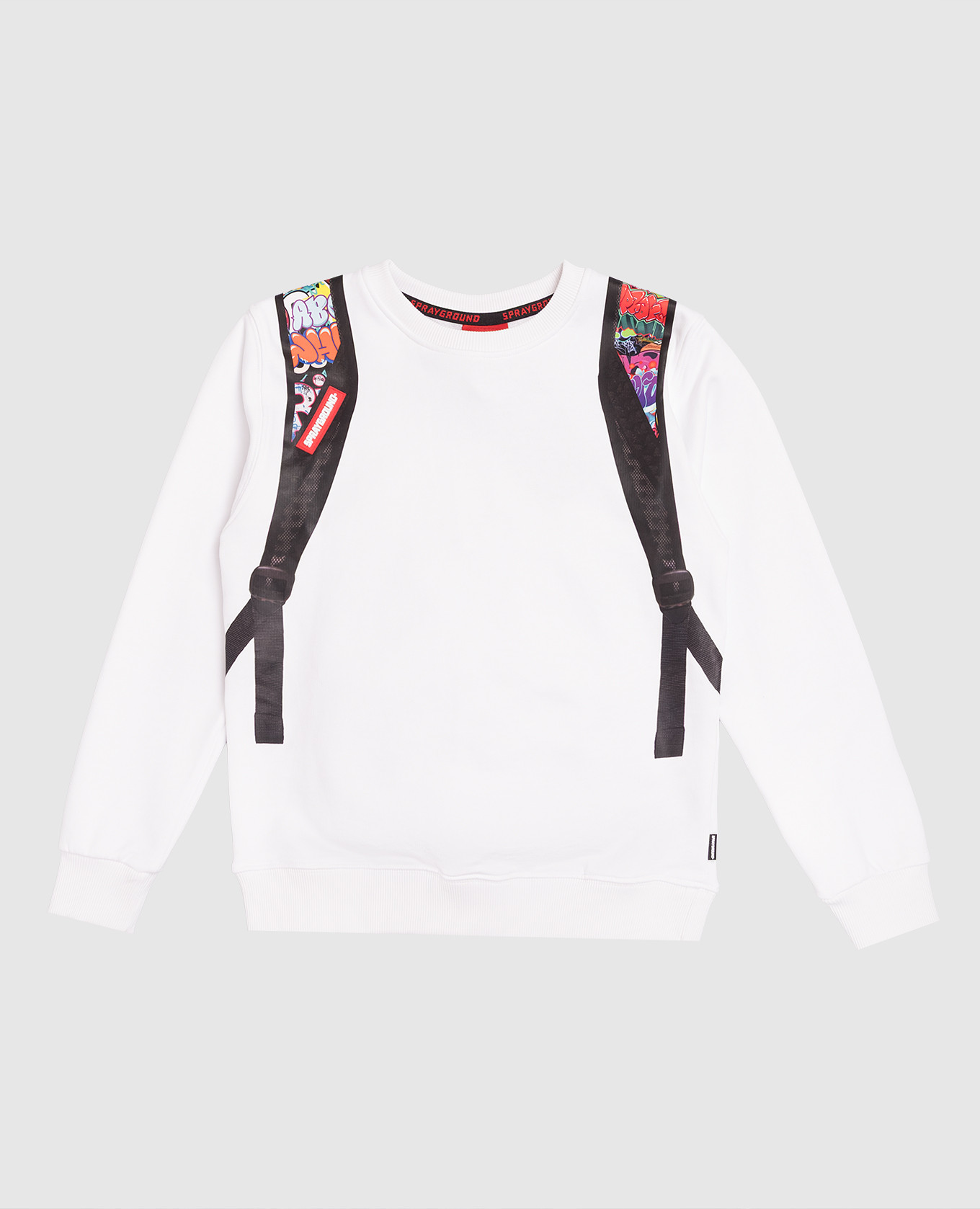 

Детский белый свитшот Writers Backpack in the Crewneck с ветровкой, Худи и свитшоты