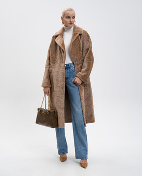 Babe Pay Pls Бежева двобортна дублянка з поясом 2534LACUN