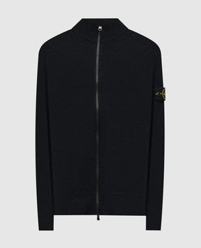 Stone Island Черный кардиган из шерсти с логотипом патча K2S155100044S00B4
