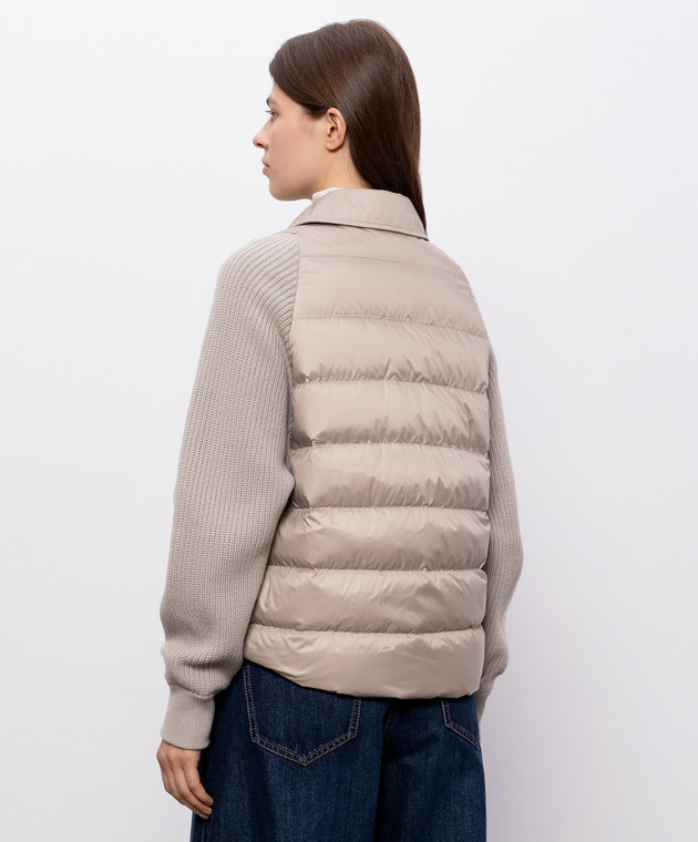 Brunello Cucinelli Бежева пухова куртка з ланцюжком моніль MD5987696P зображення 4
