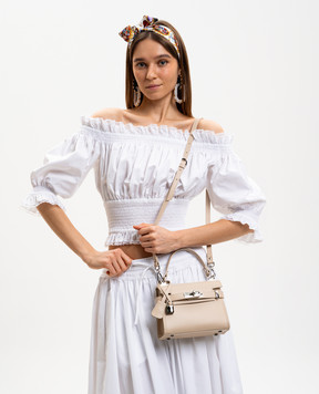 Gianni Notaro Бежевая кожаная сумка Ruga с подвеской 098RUGANIKEL