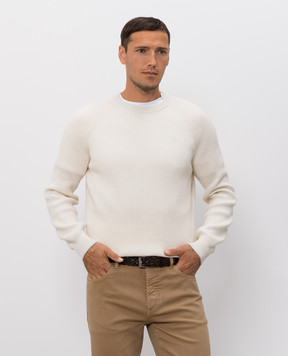 Brunello Cucinelli Светр кольору айворі з кашеміру M2274100