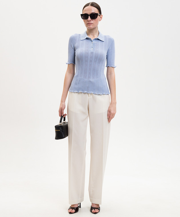 Victoria Beckham Блакитне поло у візерунок 1226KTP007273A зображення 2