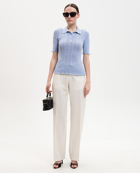 Victoria Beckham Блакитне поло у візерунок 1226KTP007273A