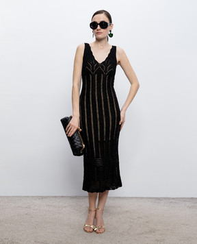 Twinset Чорна сукня міді з люрексом 261TT3322