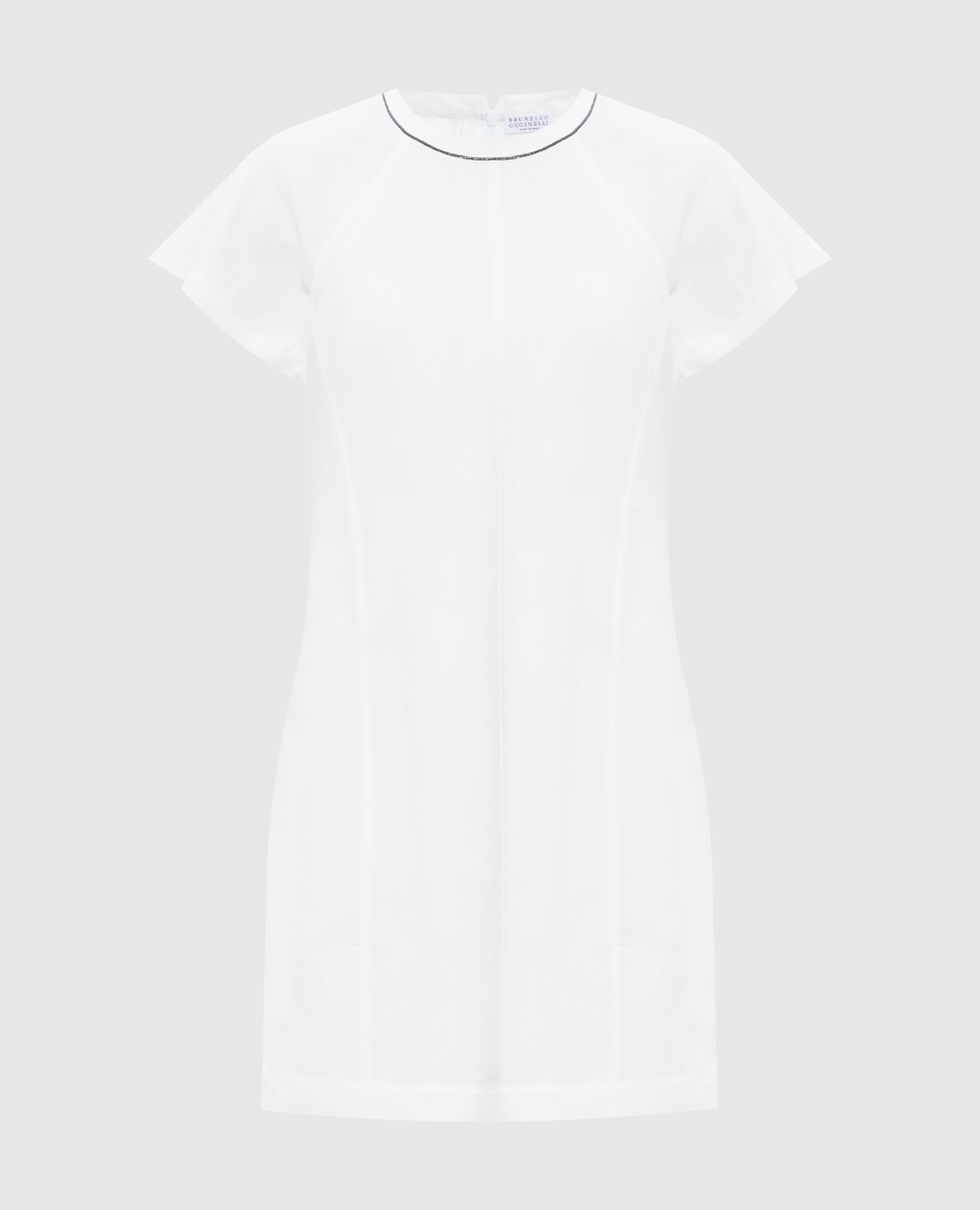 Белое платье мини с льном