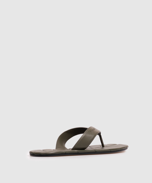 JW Anderson Кожаные шлепанцы цвета хаки с тиснением логотипа SL0016LA0232 изображение 3