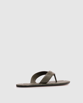 JW Anderson Шкіряні шльопанці кольору хакі з тисненням логотипа SL0016LA0232