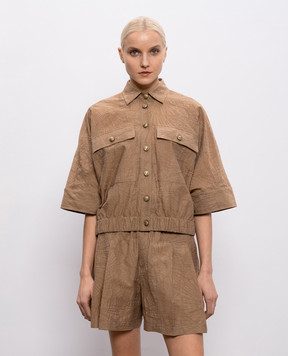 Brunello Cucinelli Коричневая рубашка в узор MQ988MW306