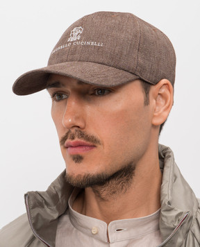 Brunello Cucinelli Коричневая кепка из льна и шерсти MZ4089850