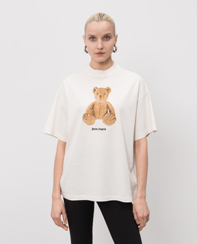 Palm Angels Футболка кольору айворі з принтом PWAA07BS26JER005