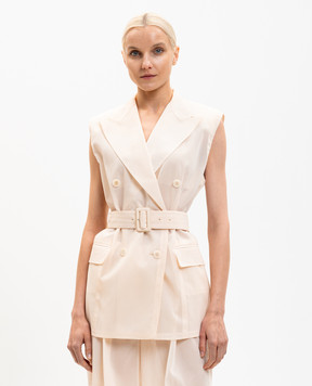 Ermanno Scervino Бежевий двобортний жилет з поясом D486N701CCRWK
