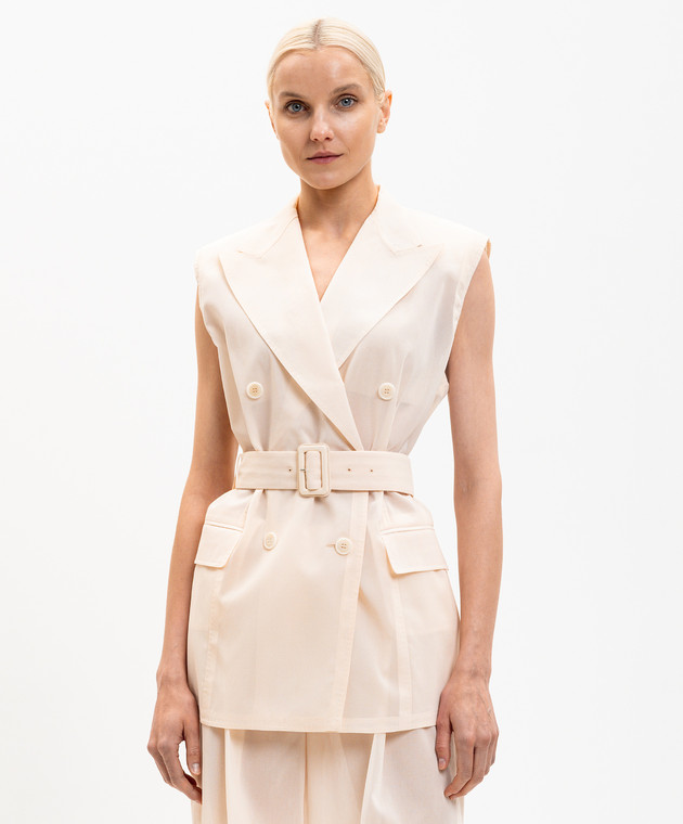 Ermanno Scervino Бежевый двубортный жилет с поясом D486N701CCRWK изображение 3