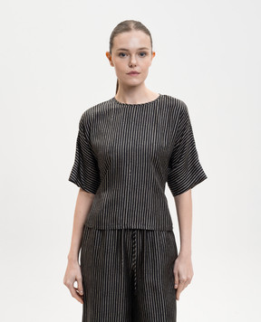 Max Mara Черная блуза NORDICA из шелка в принт MXMNORDICA