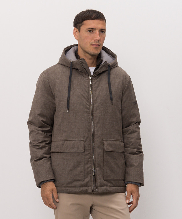 Peserico Пуховая коричневая куртка с шерстью R52297D2574 изображение 3