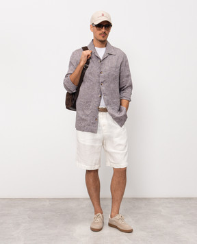 Brunello Cucinelli Шорти кольору айворі з льону M243DU0065