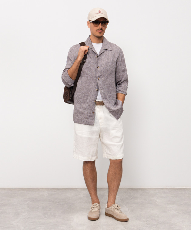 Brunello Cucinelli Шорты цвета айвори из льна M243DU0065 изображение 2