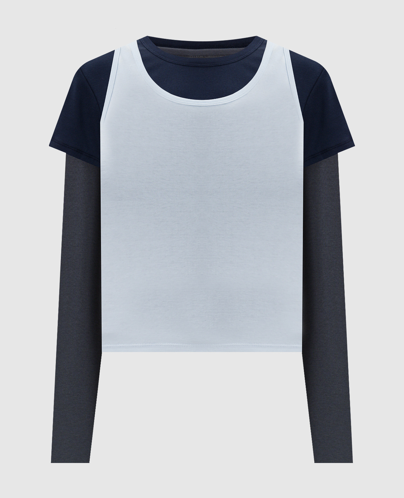 

Комплект из лонглива, футболки и топа, Разноцветный, Лонгсливы