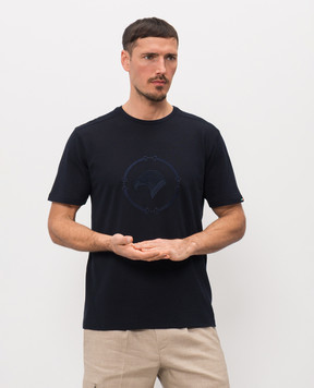 Stefano Ricci Синя футболка з вишивкою емблеми MNH6105050DJ0011