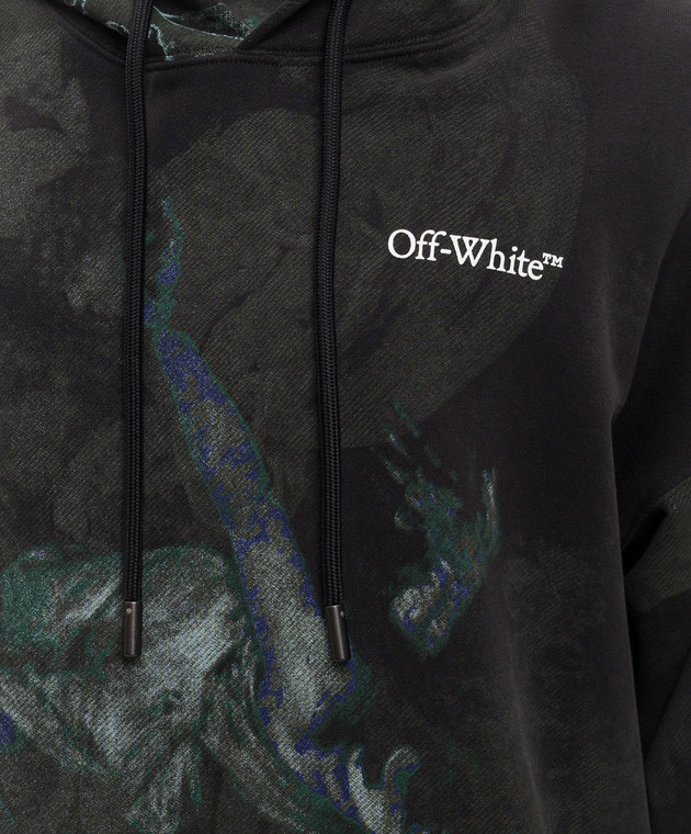 Off-White Худі кольору хакі в принт Dark Caravaggio 44MBB085S26F00D зображення 5