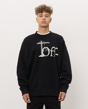 Off-White Черный свитшот с контрастным принтом логотипа 44MBA054F26F006