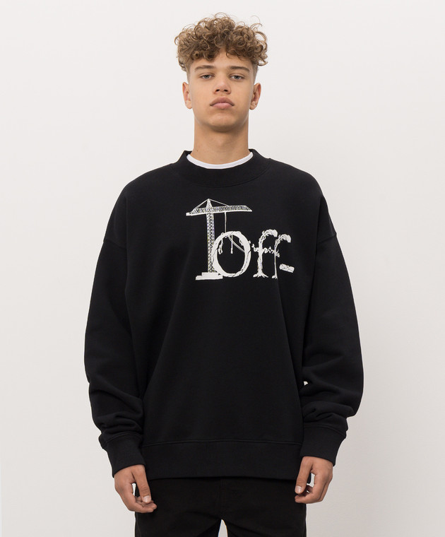 Off-White Чорний світшот з контрастним принтом логотипа 44MBA054F26F006 зображення 3