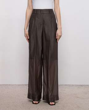 Peserico Коричневые брюки с шелком с брендовым патчем A04092D08372