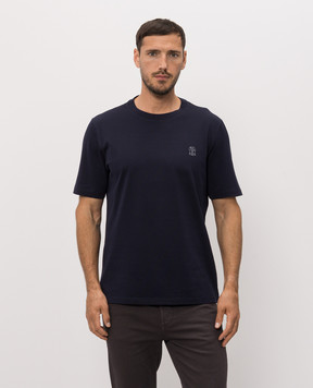 Brunello Cucinelli Темно-синя футболка M0B138440