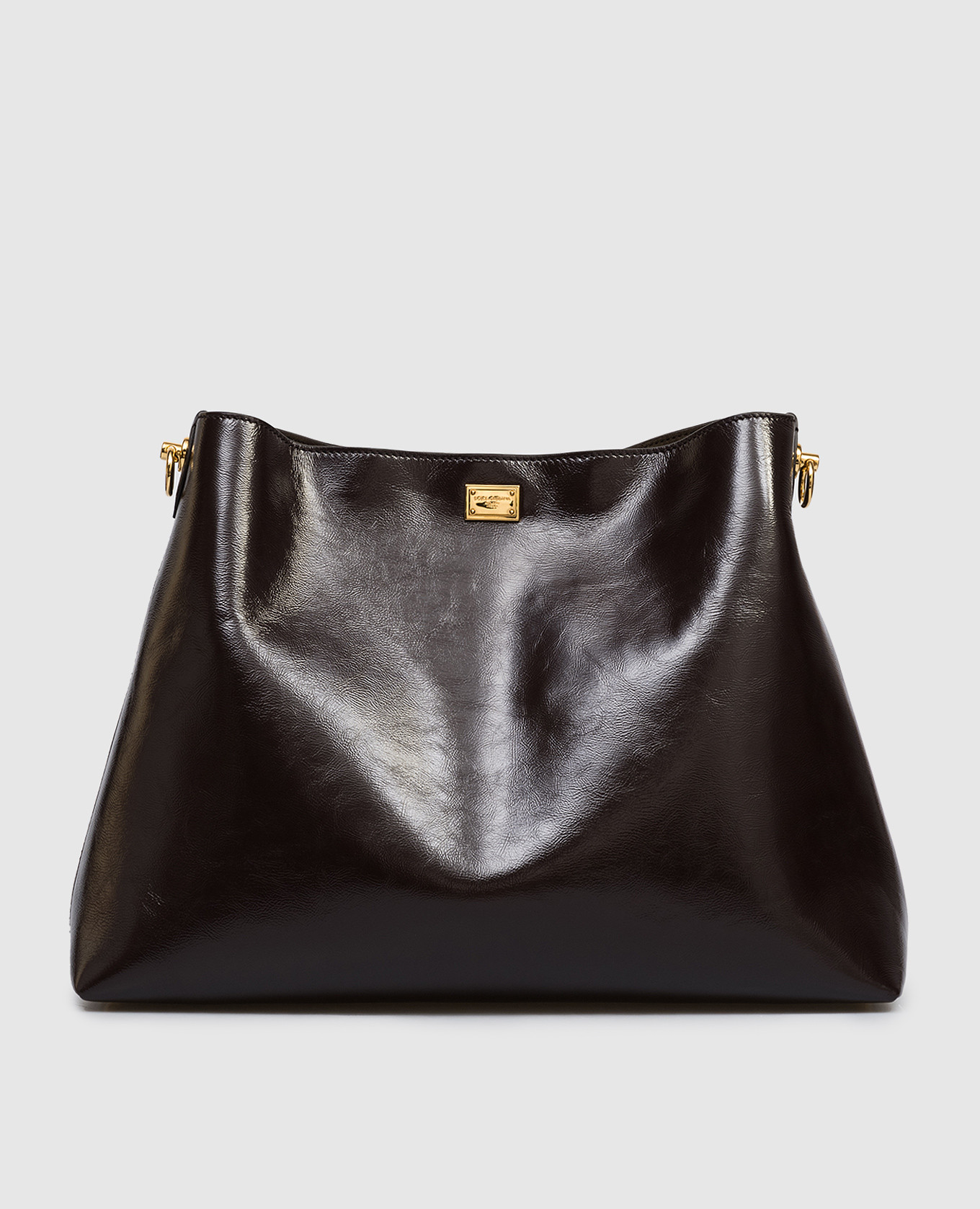 Коричневая кожаная глянцевая сумка Vittoria