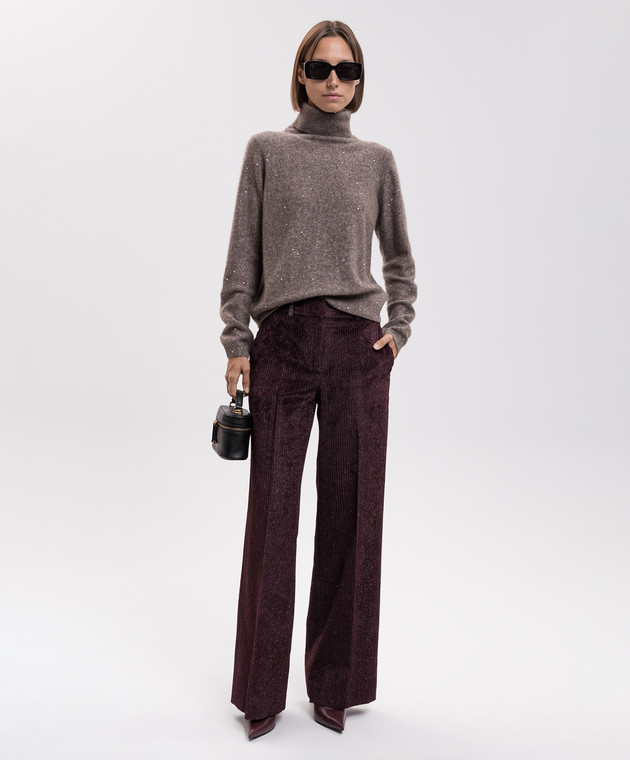 Allude Коричневий светр з кашеміру та шовку з паєтками 26577102 зображення 2