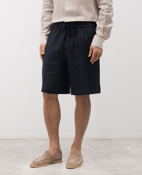 Peserico Синие шорты из льна с логотипом R54235D02606