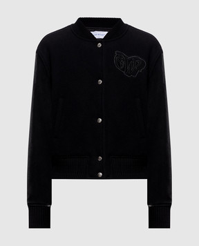 Off-White Черный бомбер с шерстью 2FG00403T