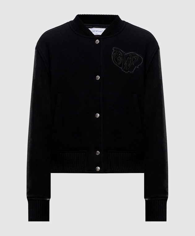 Off-White Черный бомбер с шерстью 2FG00403T