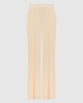 Twinset Бежевые брюки клеш с логотипом 261TP2225